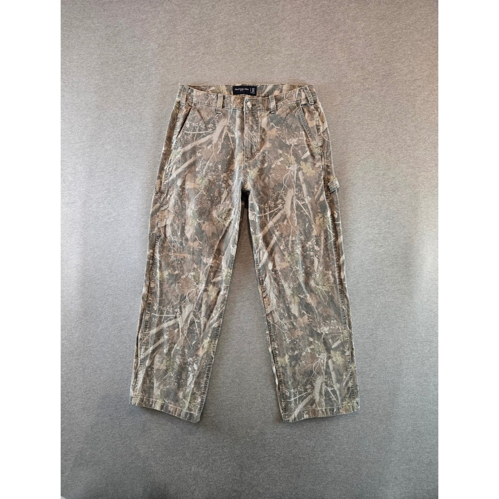 Abercrombie & Fitch Carpenter Pants Mens 32x30 Camo Baggy Real Tree Utility Work